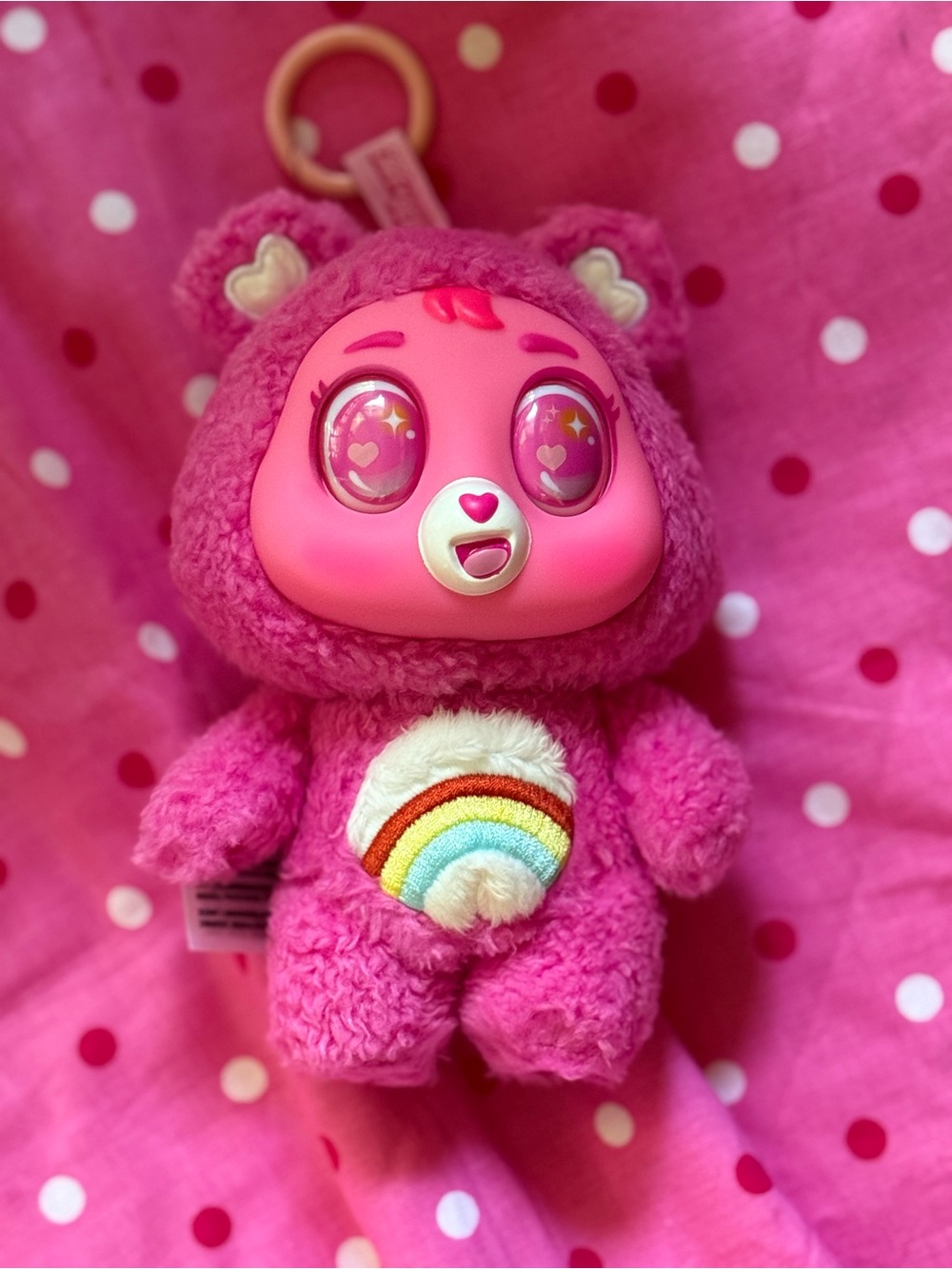 Care Bears Caring Cuties Vinyl Plush Pendant Cheer Bear NEW